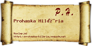 Prohaska Hilária névjegykártya